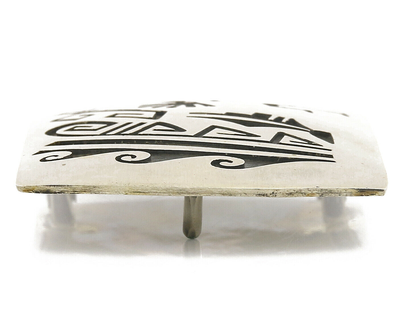 Navajo Belt Buckle .925 SOLID Sterling Silver Handmade Overlay Circa 1980's