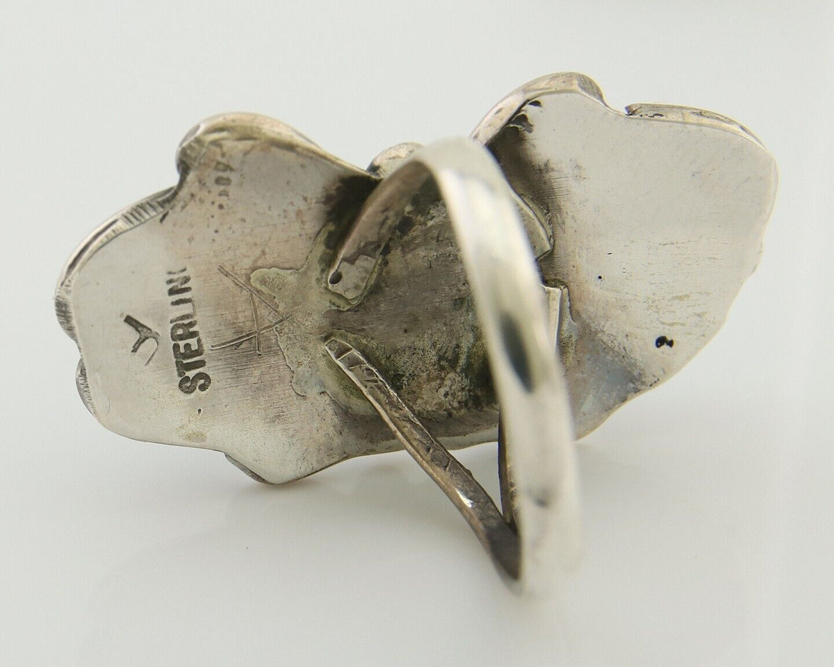 Navajo Ring 925 Silver Blue Turquoise Artist Signed Zazzie C.80's