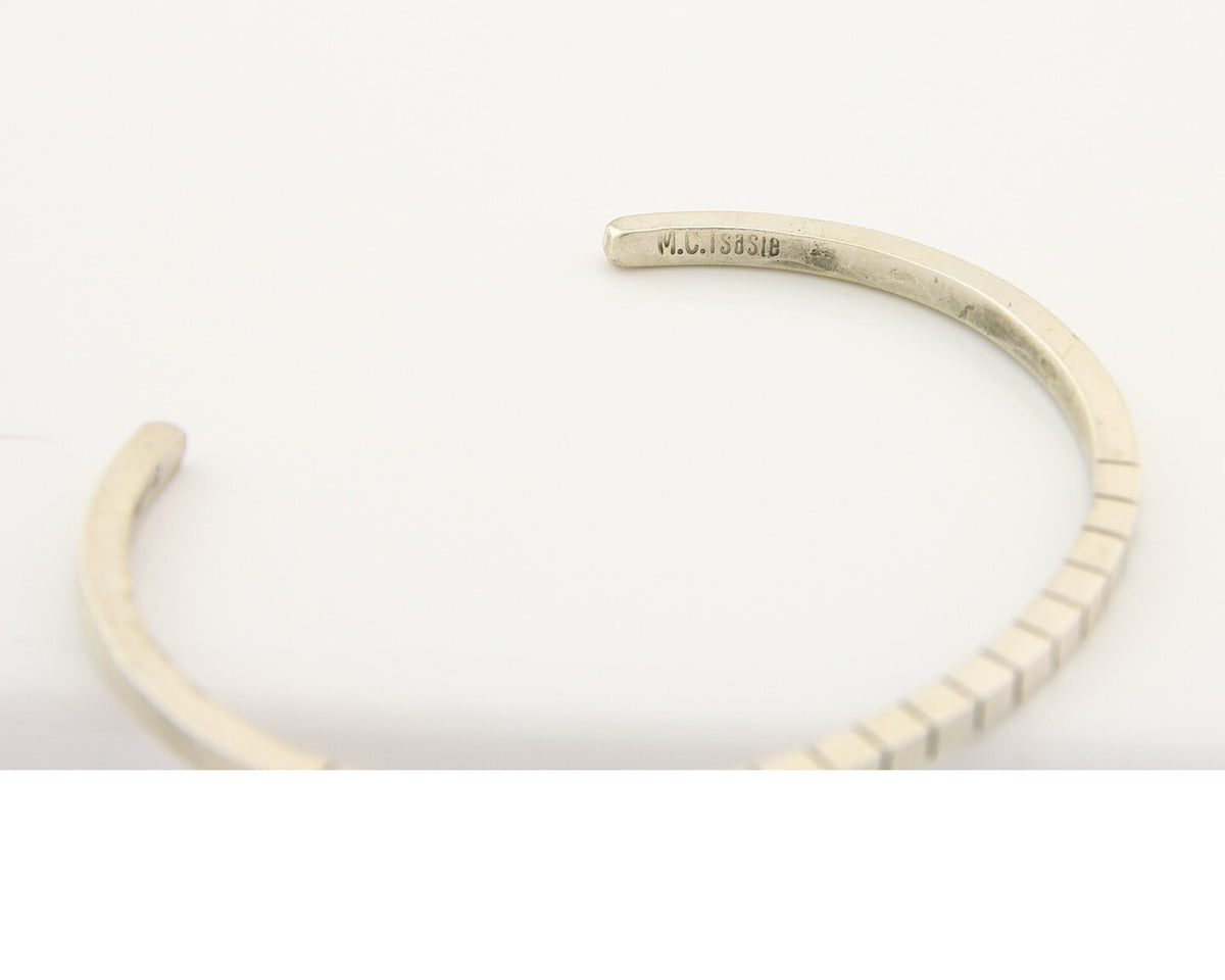 Navajo Bracelet 925 Silver Hand Stamped Signed M.C. ISASIB C.80's