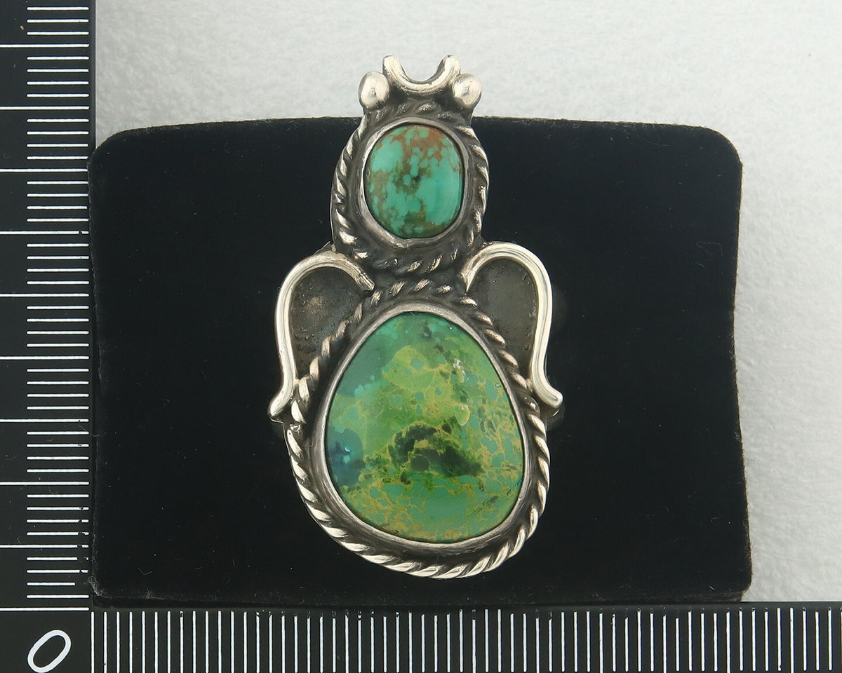 Vintage Navajo Ring 925 Sterling Authentic Turquoise Artist Signed Size 10.75