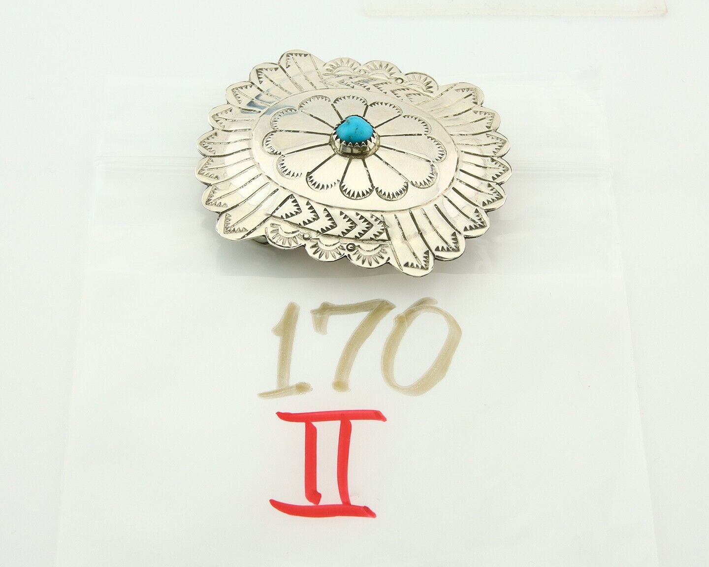 Navajo Belt Buckle 925 Sterling Silver Concho Native Artist 2x2.3 in C.80's