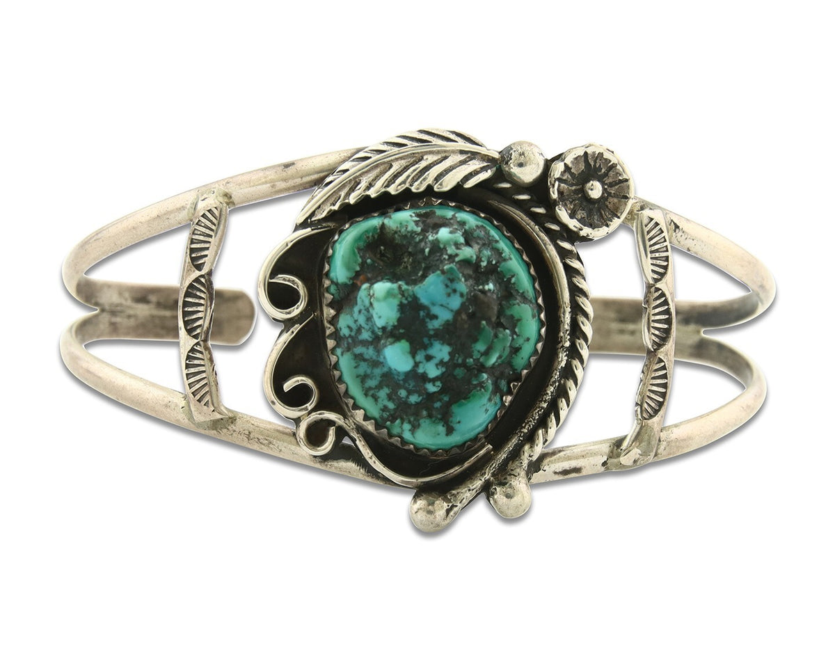 Vintage Navajo Bracelet 925 Silver Turquoise Tradition Handmade Signed Alvin Joe