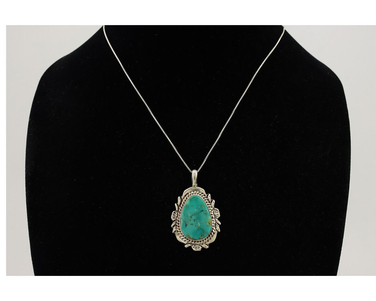 Navajo Necklace Pendant 925 Silver Turquoise Signed Billy Eagle C.80's