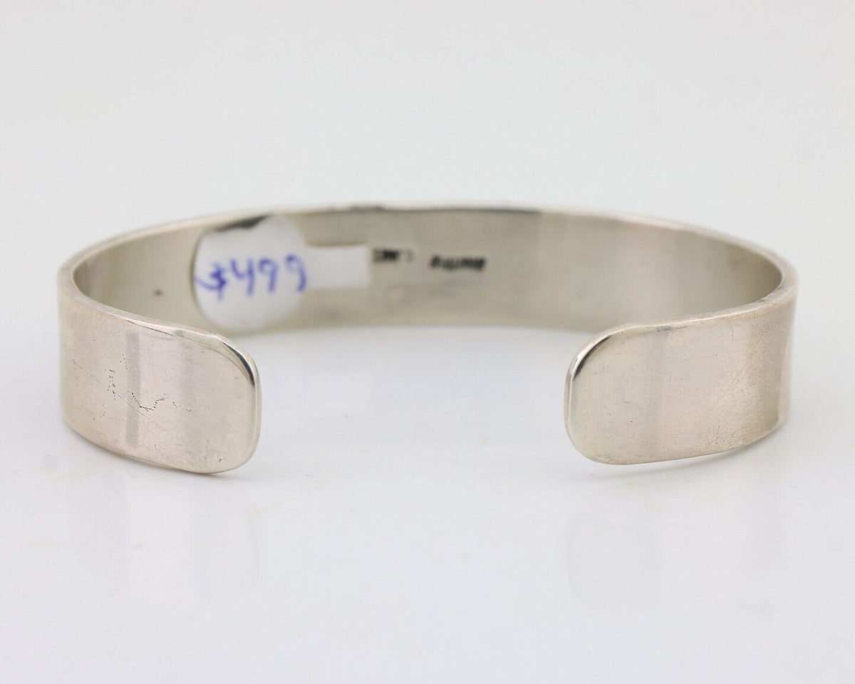 Navajo Cuff Bracelet 925 Silver Natural Turquoise Signed C Jones C.80's