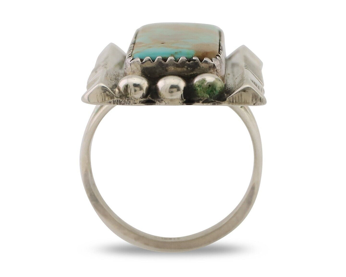 Navajo Hamdmade Ring 925 Silver Kingman Turquoise Artist Signed B C.80's