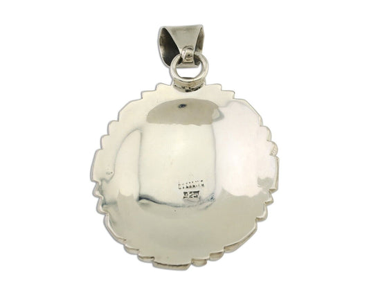 Navajo Pendant 925 Silver Kingman Turquoise Native American Artist C.80s