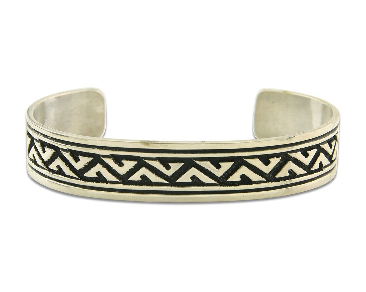 Navajo Bracelet 925 Silver Artist Signed Thomas Singer Cuff Made in the 1980's