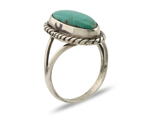 Navajo Ring 925 Silver Kingman Turquoise Artist Signed M Montoya C.80's
