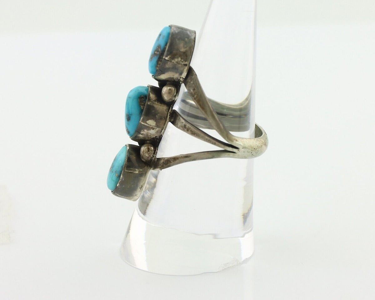 Navajo Ring 925 Silver Natural Blue Turquoise Native American Artist C.80's
