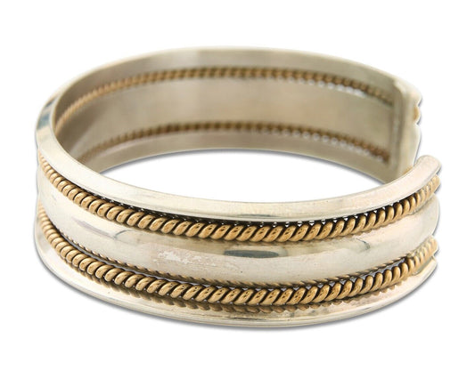 Navajo Bracelet 925 Silver & 12k Yellow Gold Filled Signed TAHE C.80's