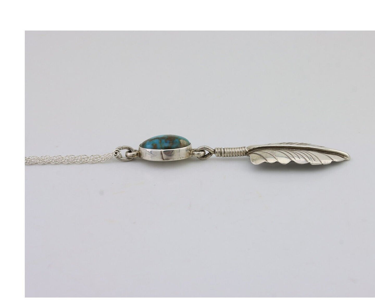Navajo Turquoise Necklace 925 Silver Artist Signed M Montoya C.80's