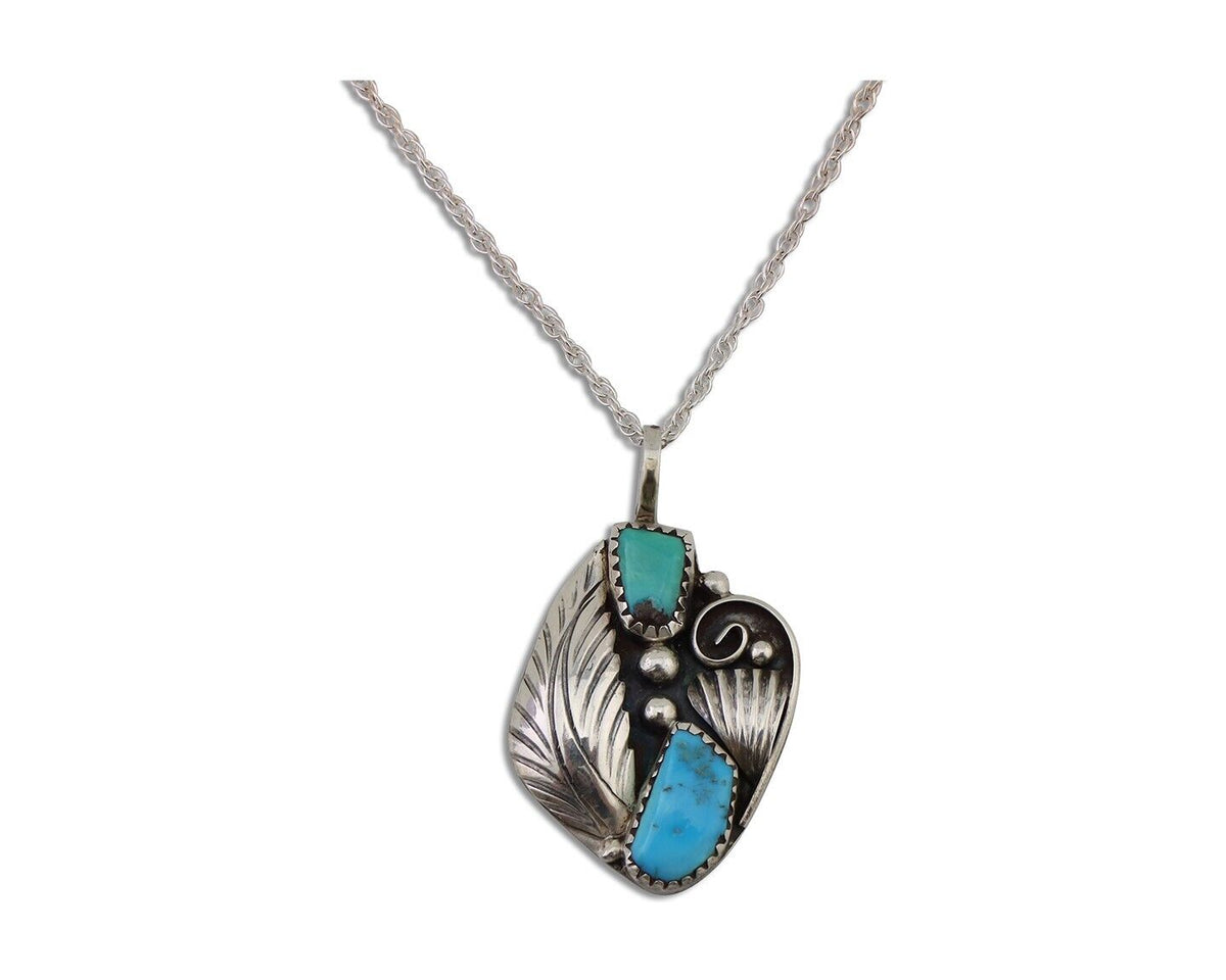 Navajo Turquoise Handmade Necklace 925 Silver Artist Signed PM C.80s