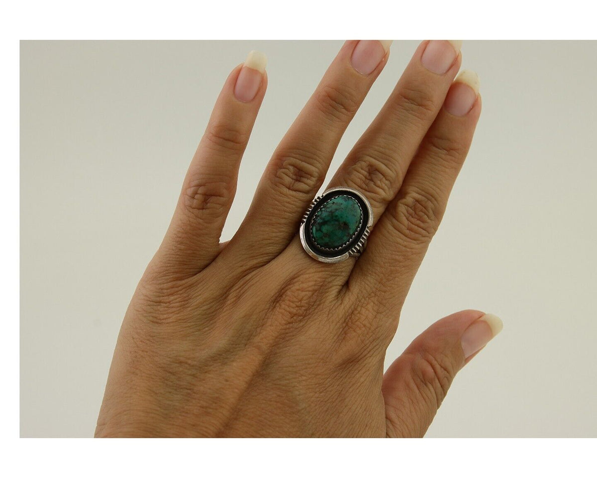 Navajo Ring 925 Silver Turquoise Artist Siged William Denetdale C.80's