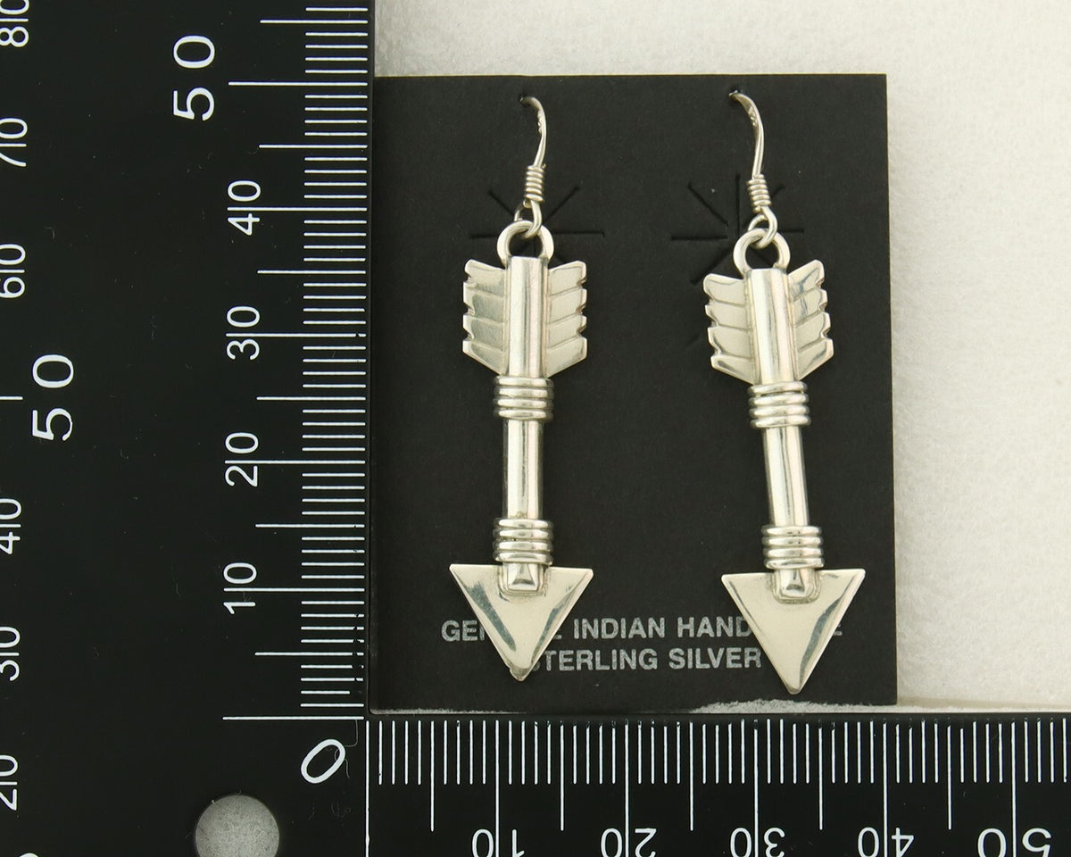 Navajo Handmade Arrow Earrings 925 Silver Artist Signed M C.80's