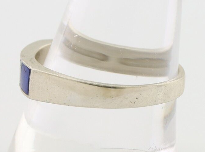 Navajo Handmade Ring 925 Silver Natural Lapis Lazuli Artist Signed SC C.80's