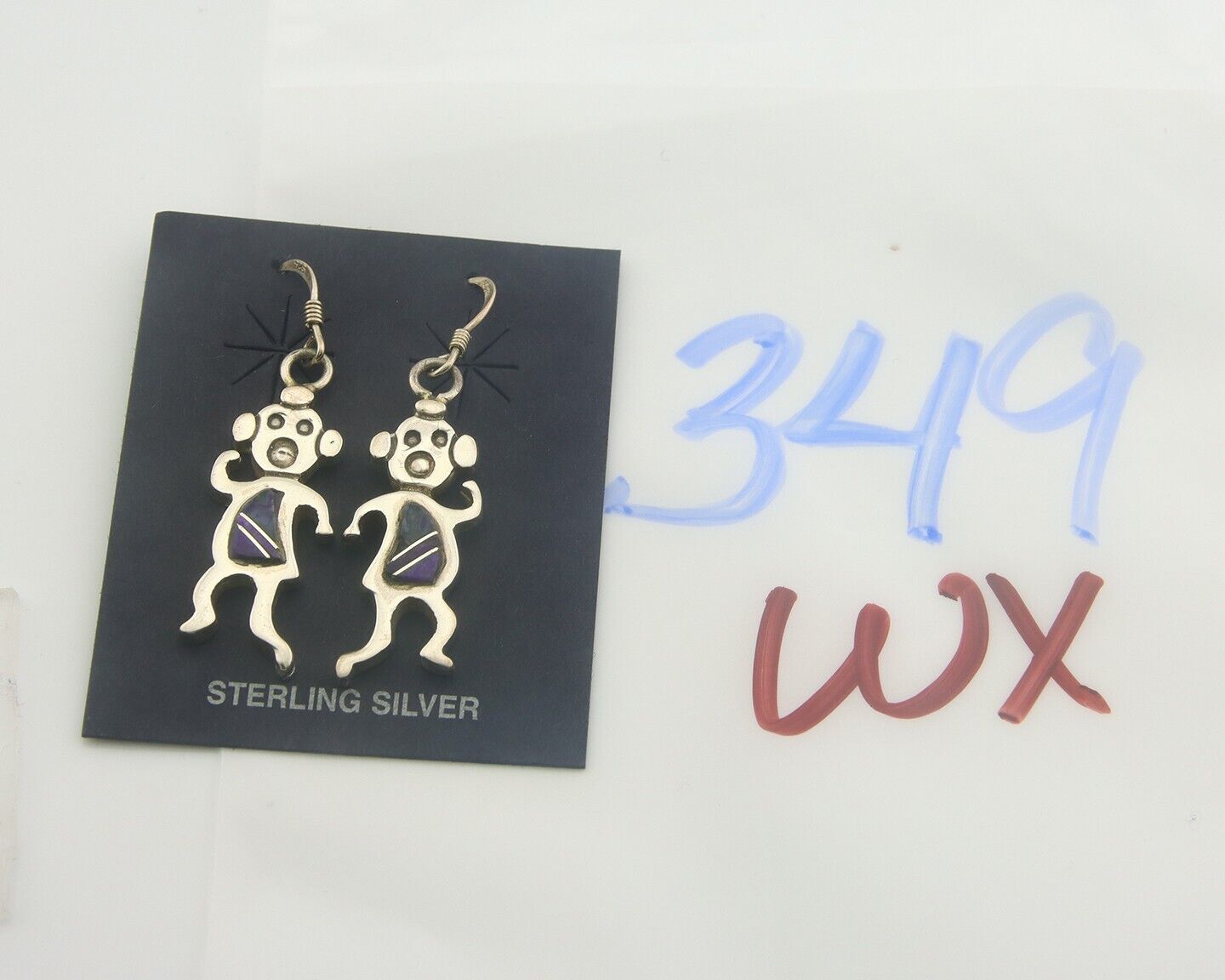 Navajo Earrings 925 Silver Natural Sugilite, Charoite Native American Artist C80