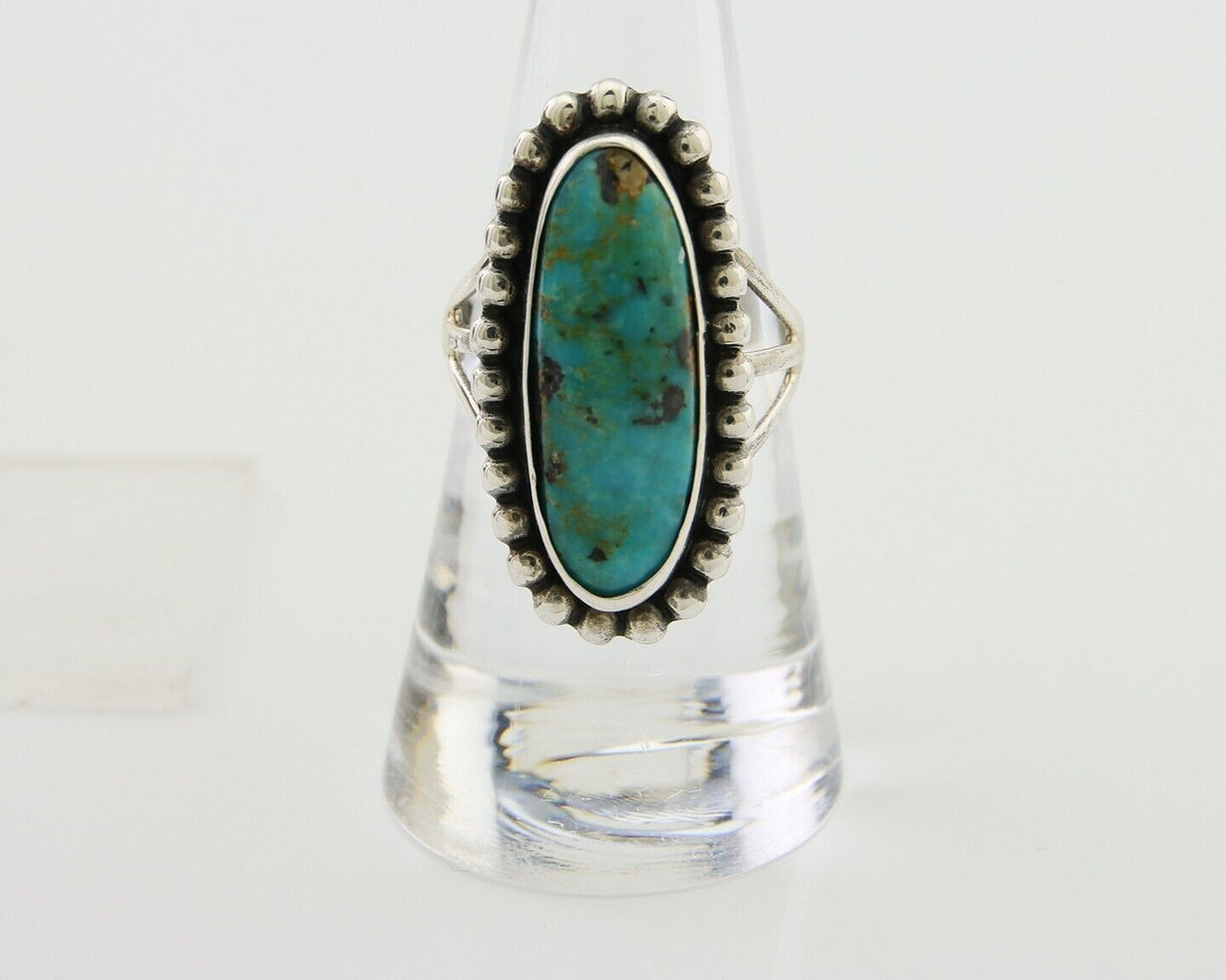 Navajo Shield Ring 925 Silver Arizona Turquoise Native Artist C.80's