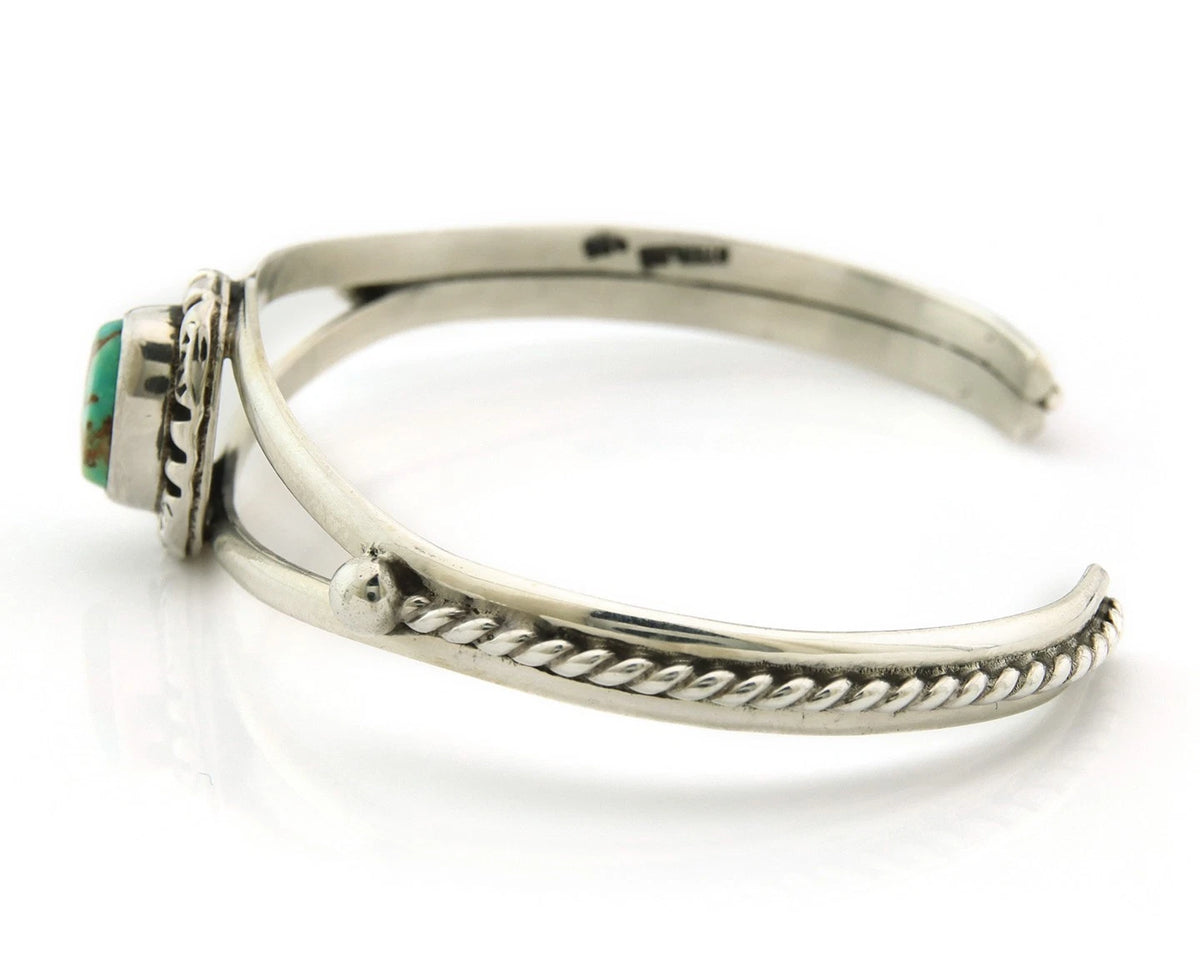 Navajo Cuff Bracelet Sterling Silver Vintage Turquoise Handmade Signed Gecko