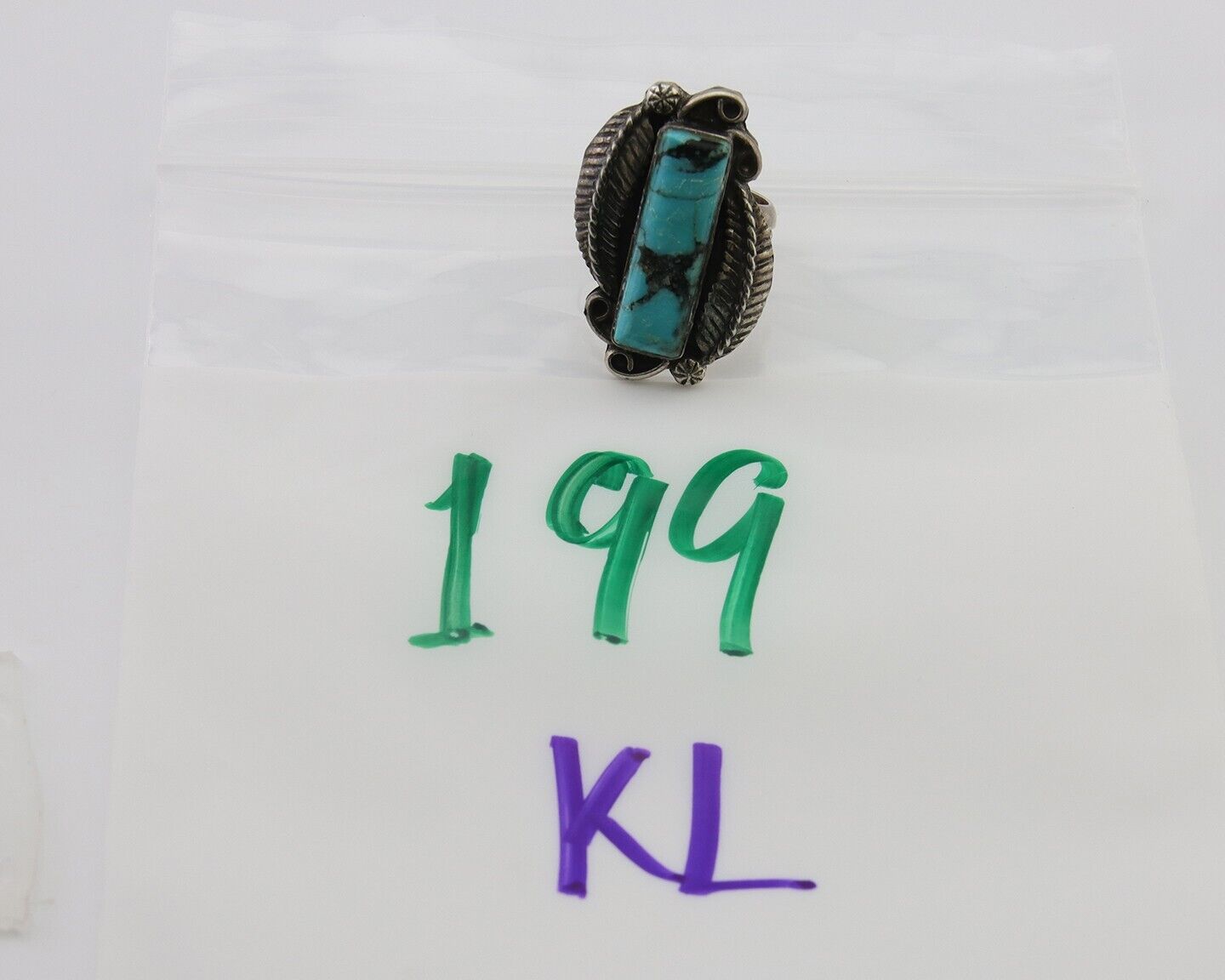 Navajo Handmade Ring 925 Silver Natural Turquoise Native Artist C.80's