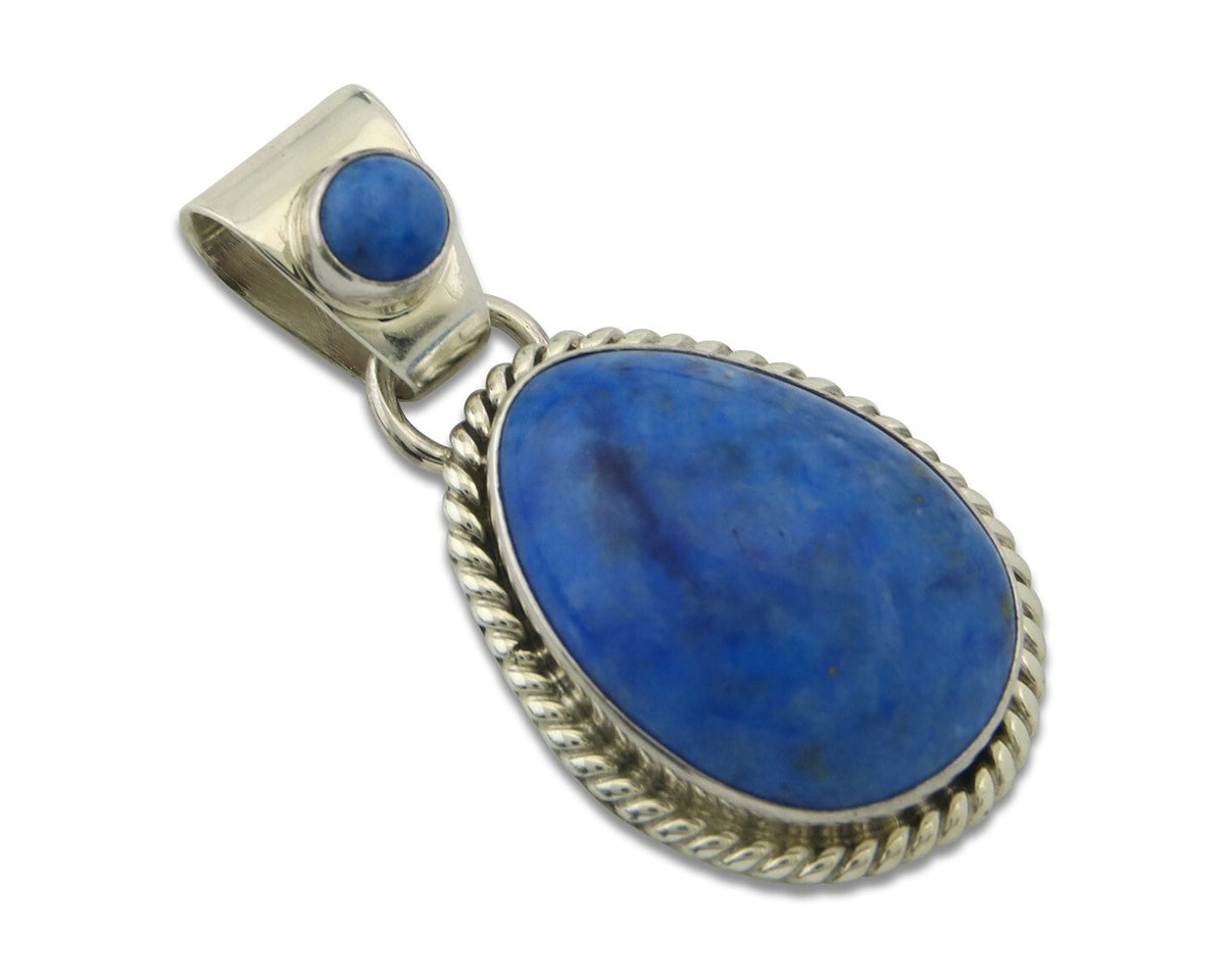 Navajo Sterling Silver Pendant Denim Lapis Authentic Vintage Signed M