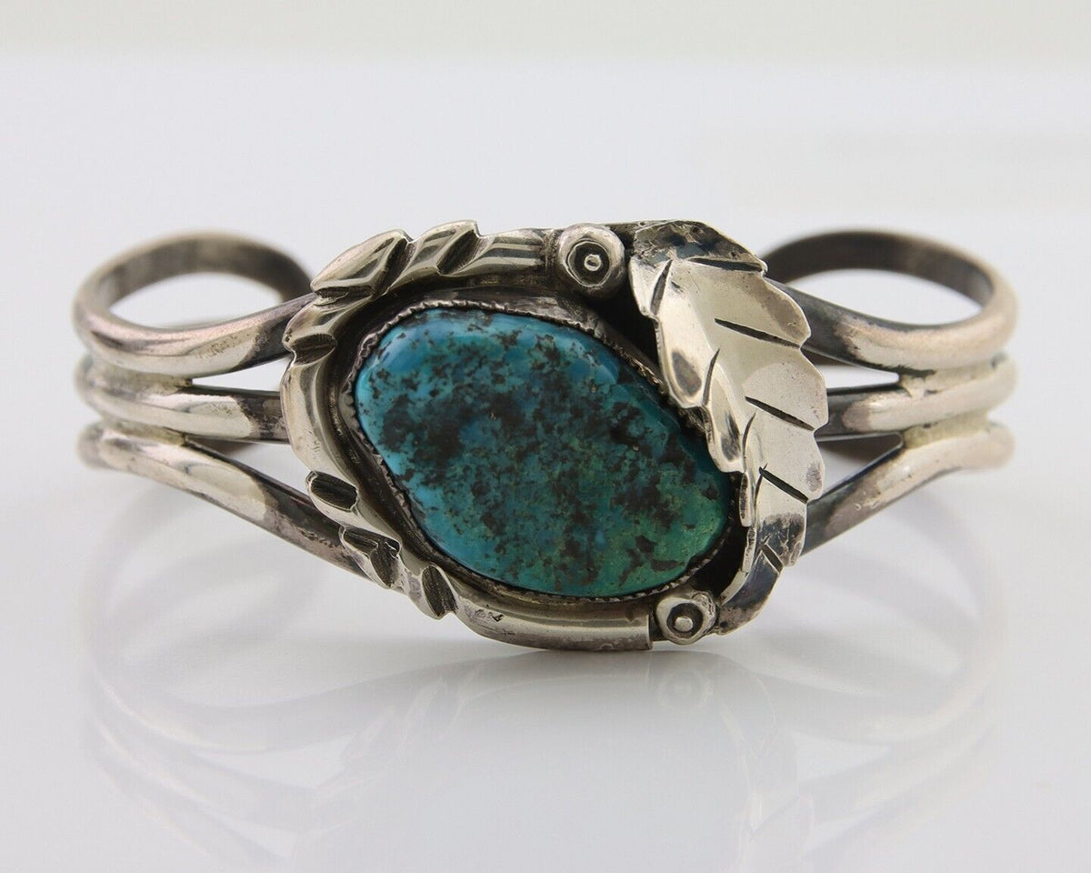 Navajo Bracelet 925 Silver Blue Turquoise Native American Artist C.80's