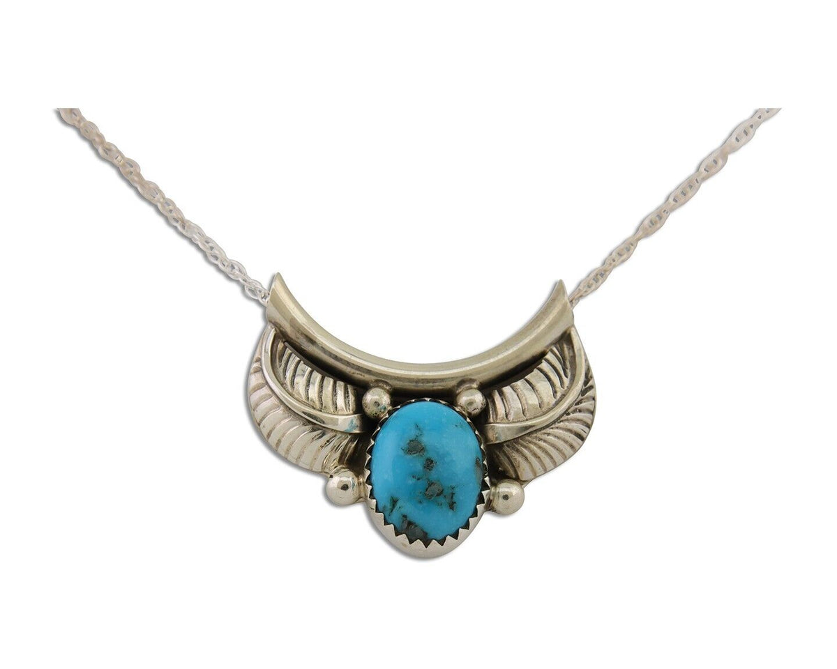 Navajo Turquoise Necklace 925 Silver Signed Eugene Belone C.80's