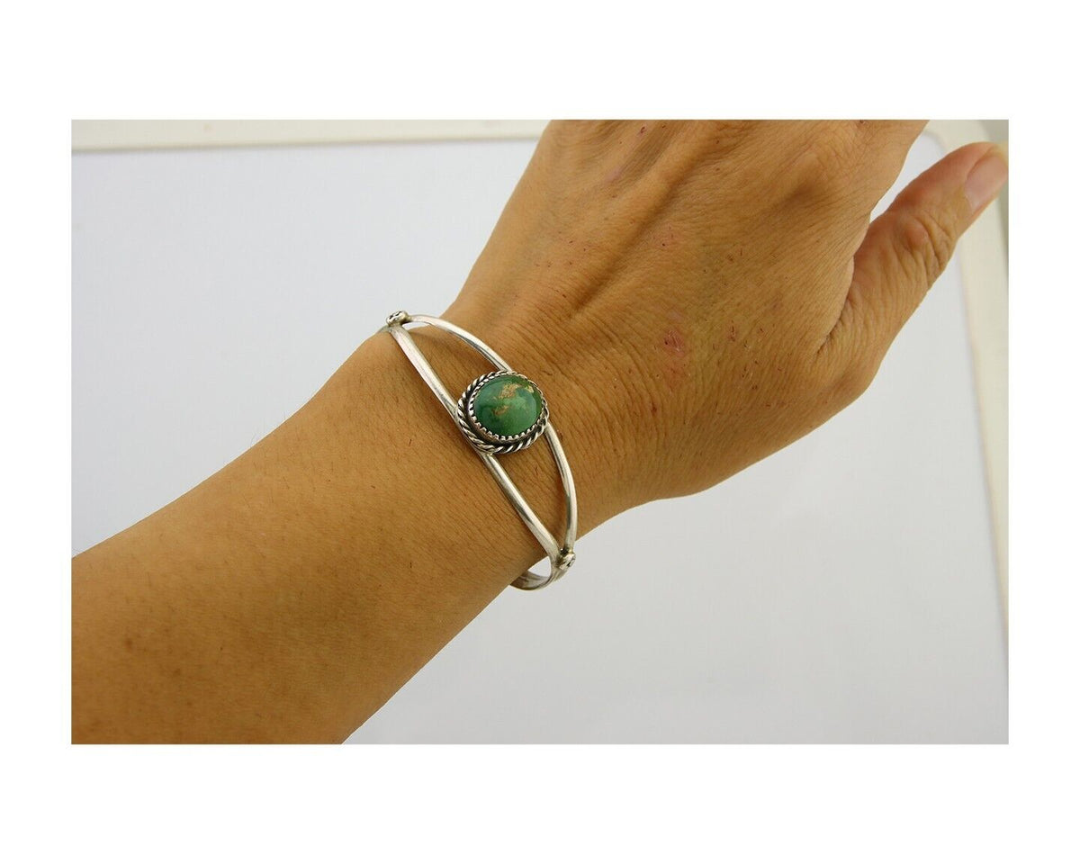 Navajo Cuff Bracelet 925 Silver Turquoise Native American Artist Handmade C.80's