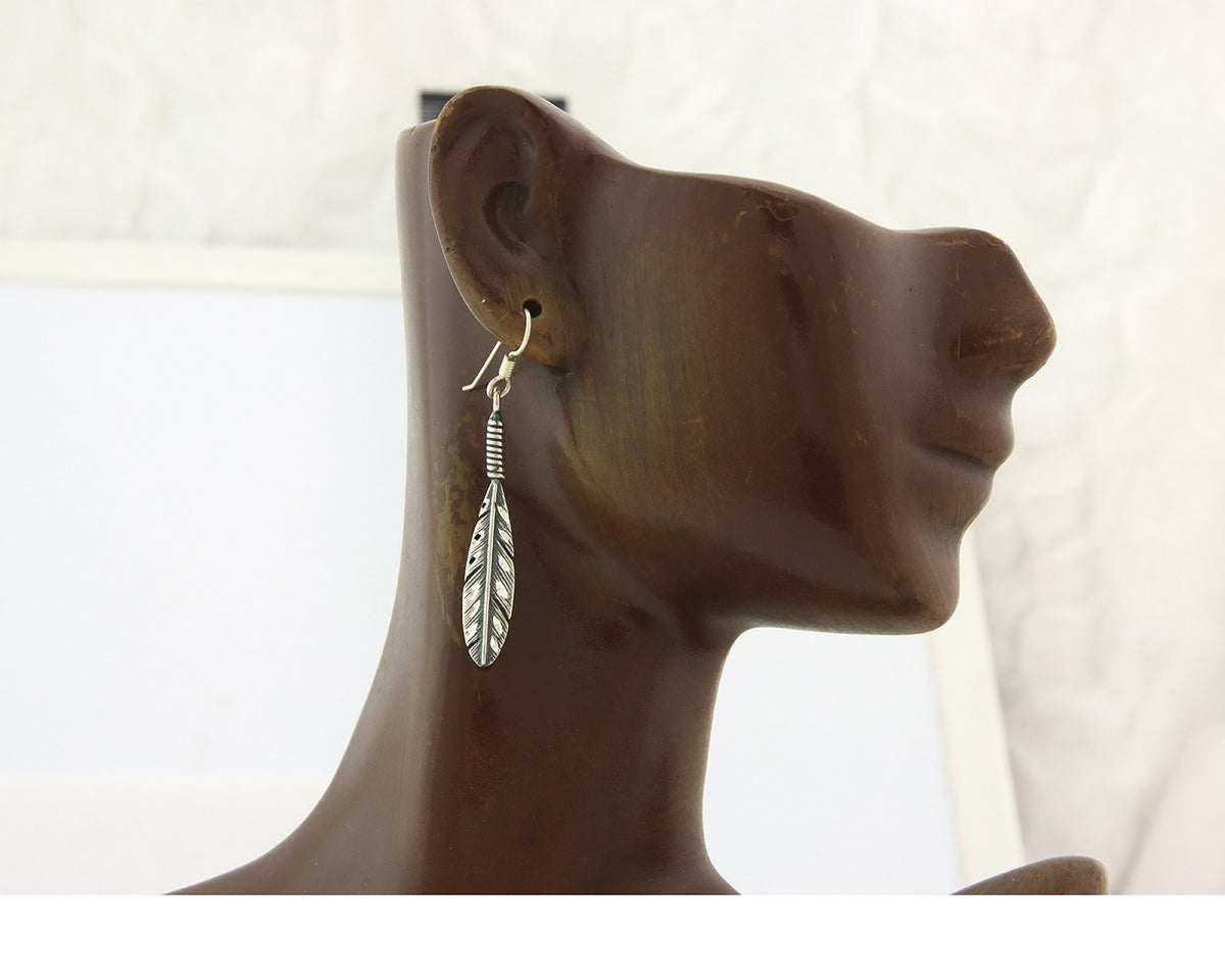 Navajo Eagle Feather Earrings Sterling Silver Dangle Vintage