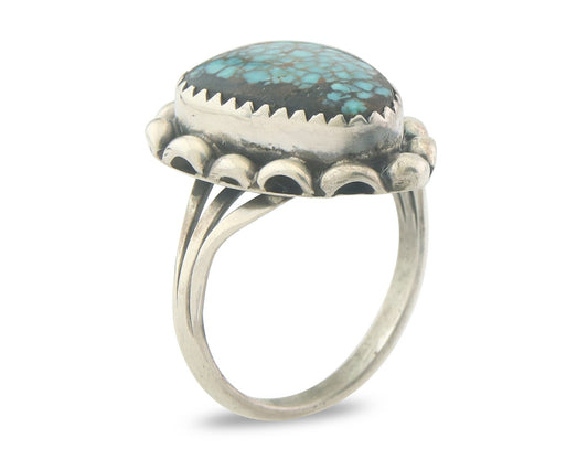 Vintage Navajo Ring 925 Sterling Authentic Spiderweb Turquoise Size 5.5