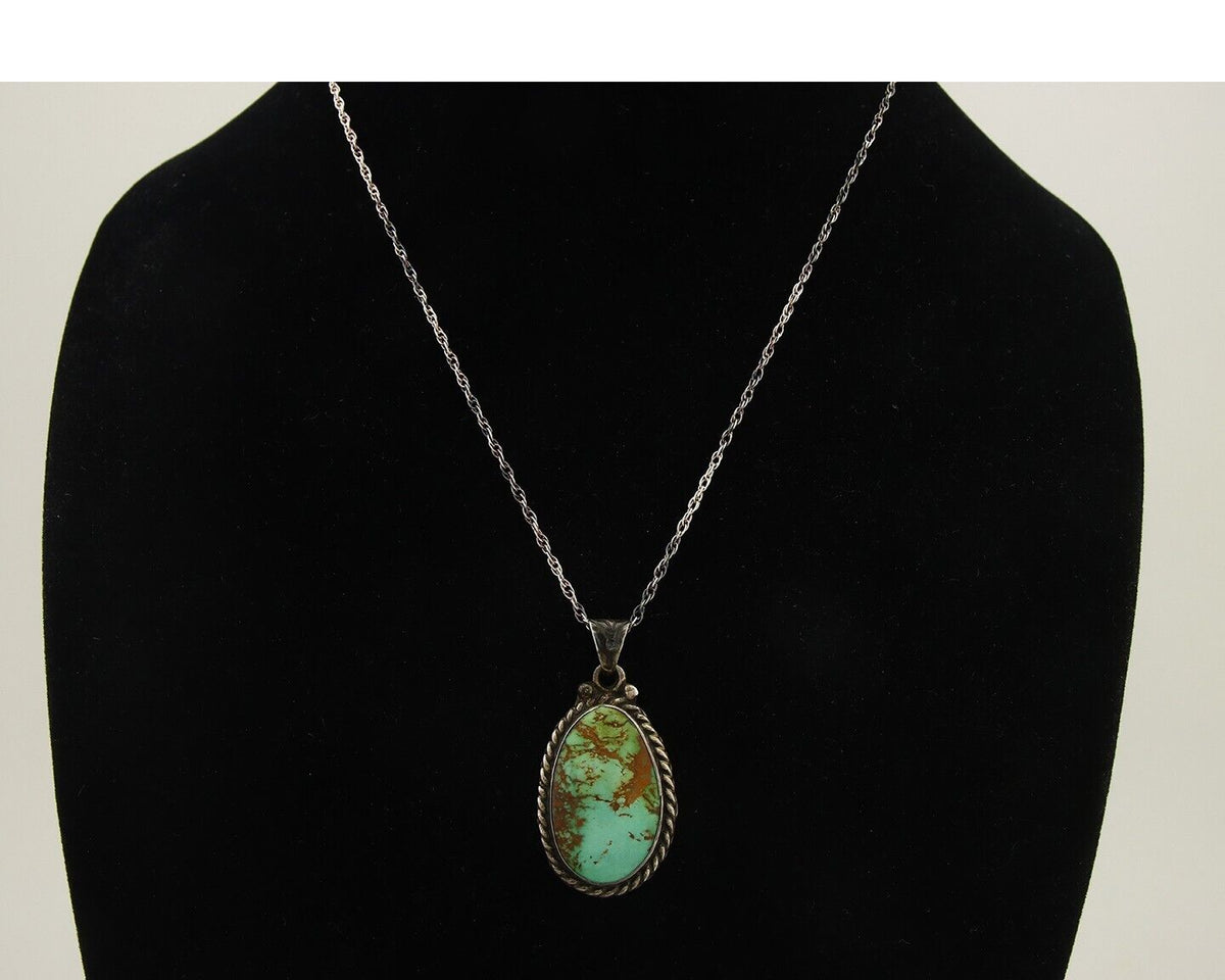 Navajo Necklace 925 Silver Natural Turquoise Artist Signed M Montoya C.80's