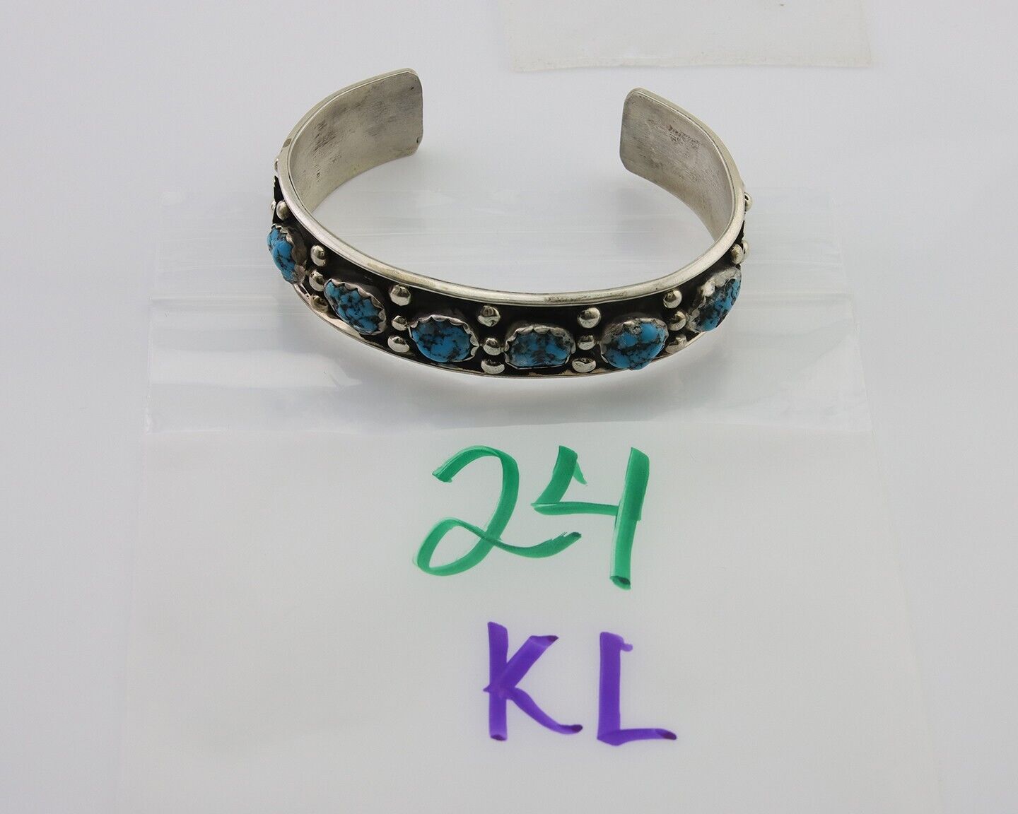Navajo Bracelet 925 Silver Sleeping Beauty Turquoise Native American C.80's