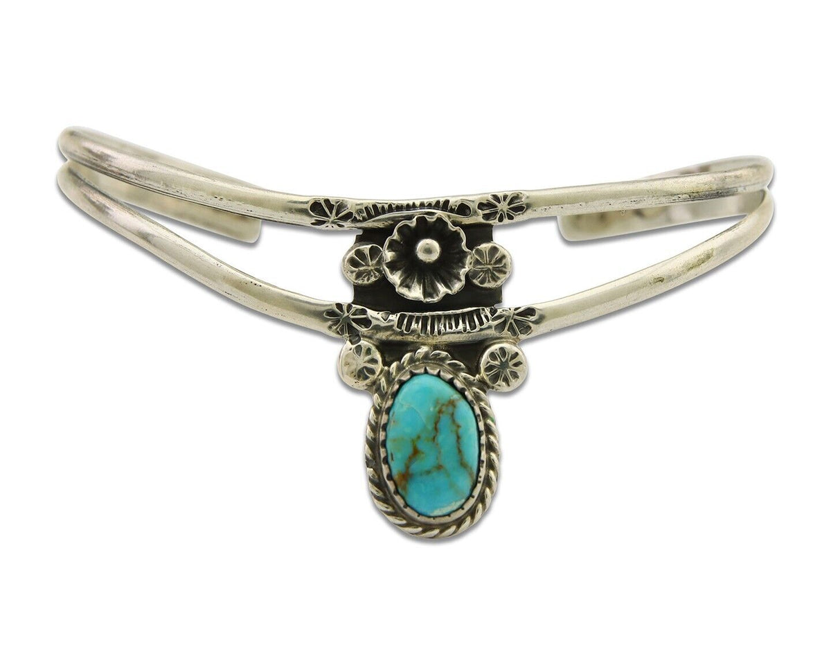 Navajo Cuff Bracelet 925 Silver Turquoise Cuff Native American Artist C.80's