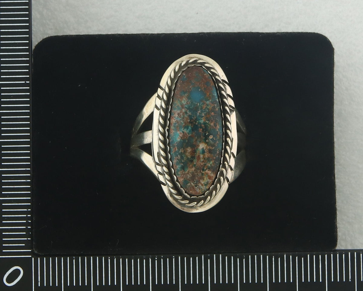 Vintage Navajo Ring 925 Sterling Authentic Turquoise Artist Signed TS Size 7.25