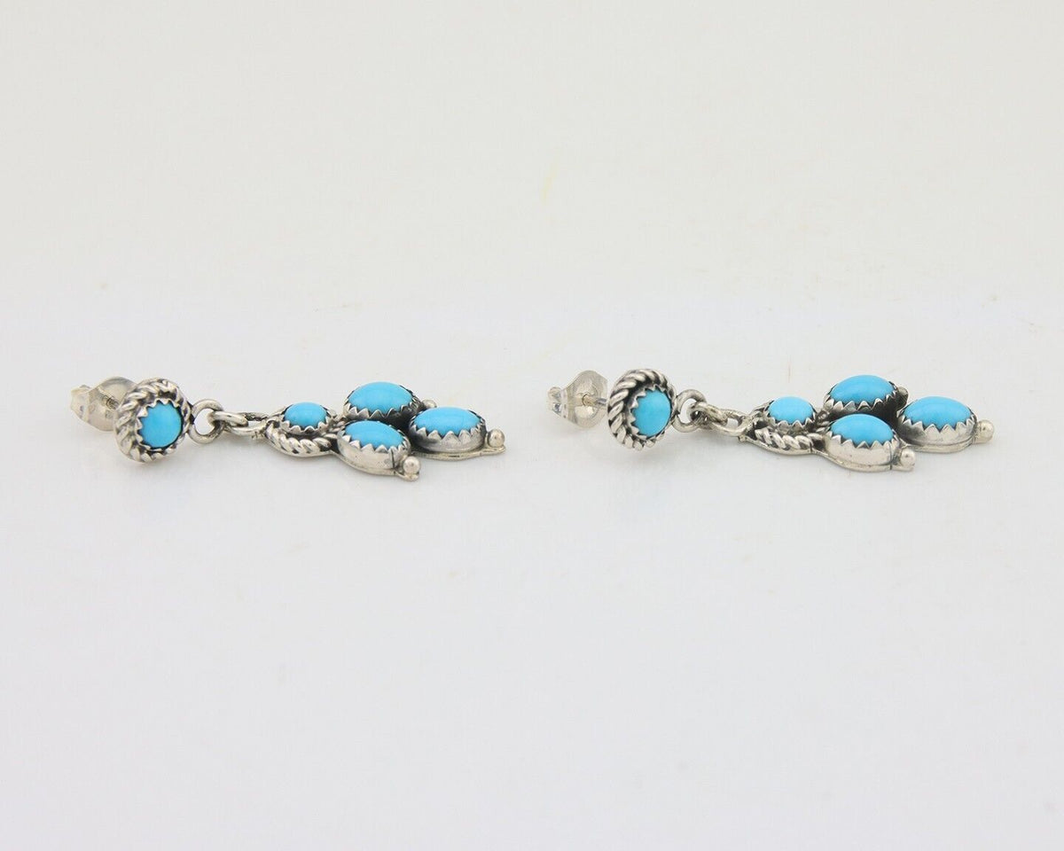 Navajo Paw Earrings 925 Silver Blue Turquoise Native American Artist C.80's