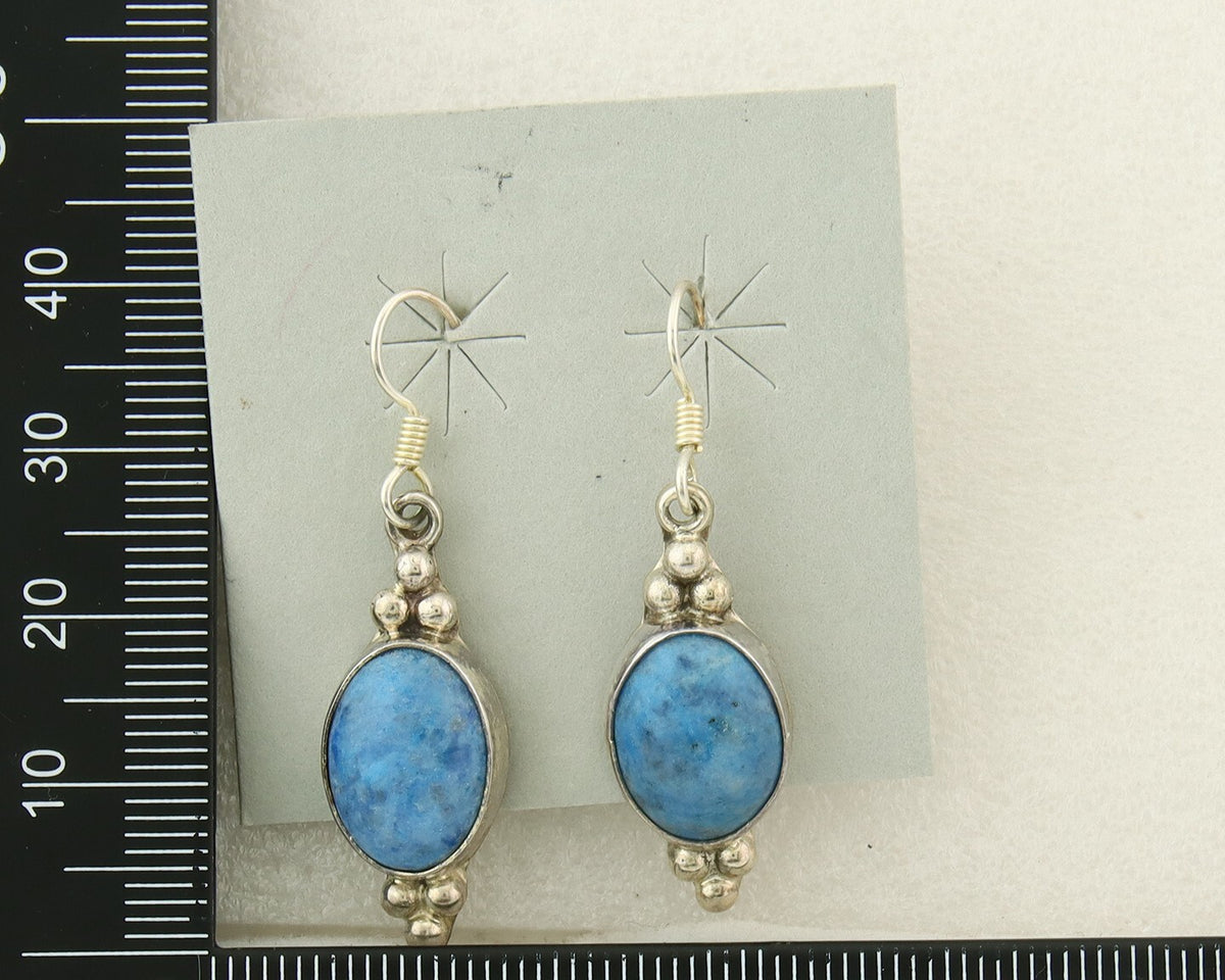 Navajo Earrings 925 Silver Natural Lapis Native American Artist C.80's