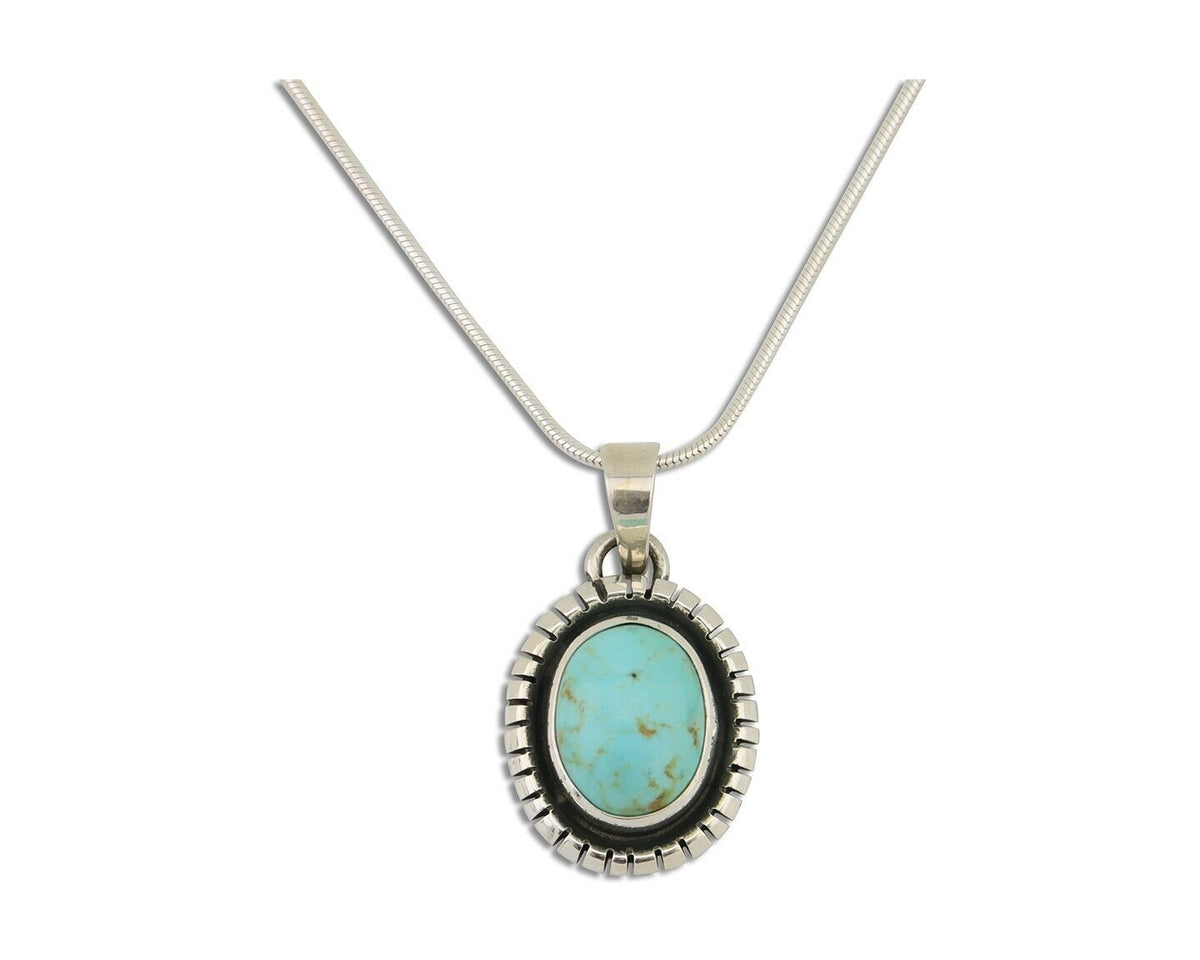 Navajo Necklace 925 Silver Natural Turquoise Native American Artist C.80's