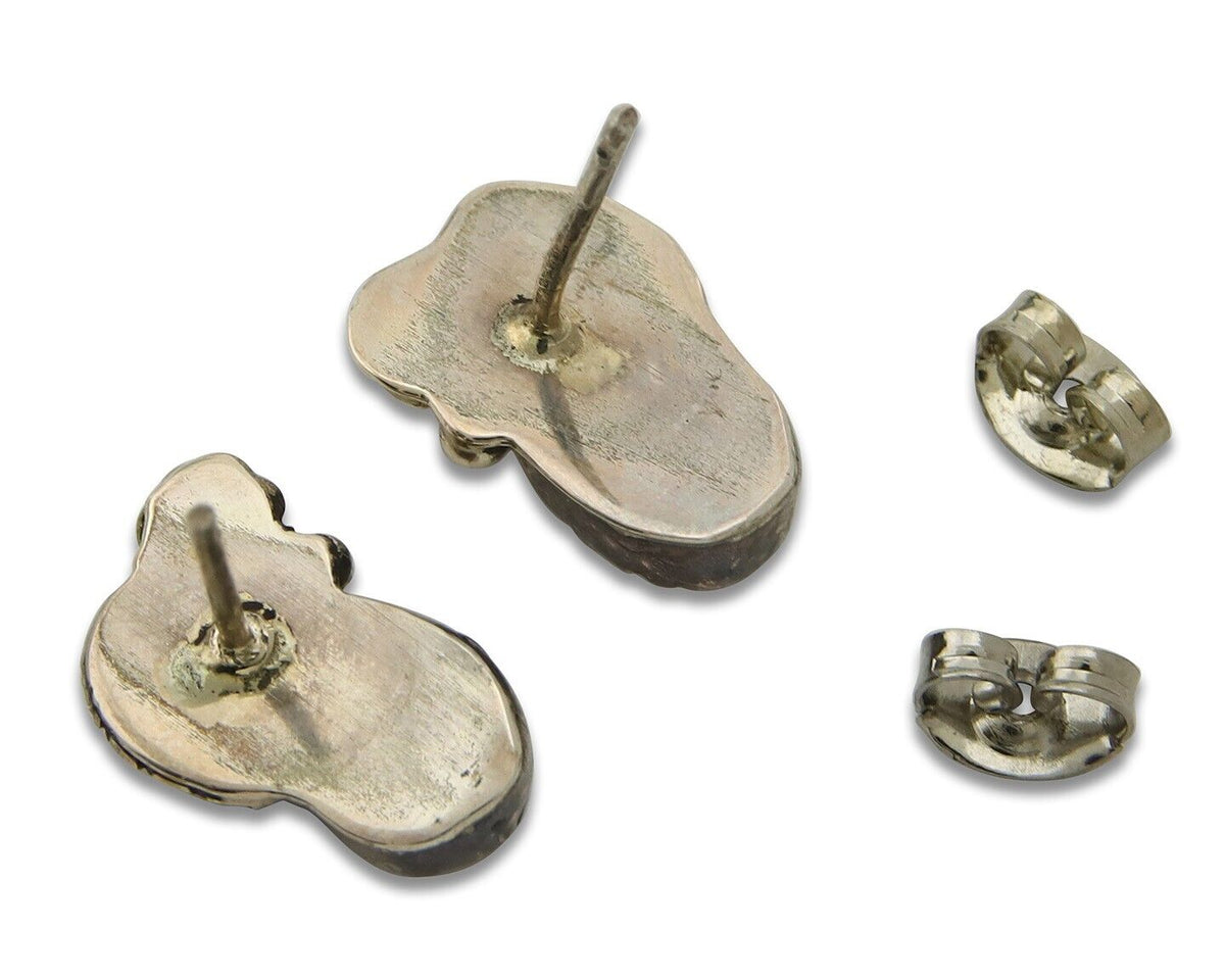 Navajo Earrings 925 Silver Handmade Natural Pink Mussel Native American Artist