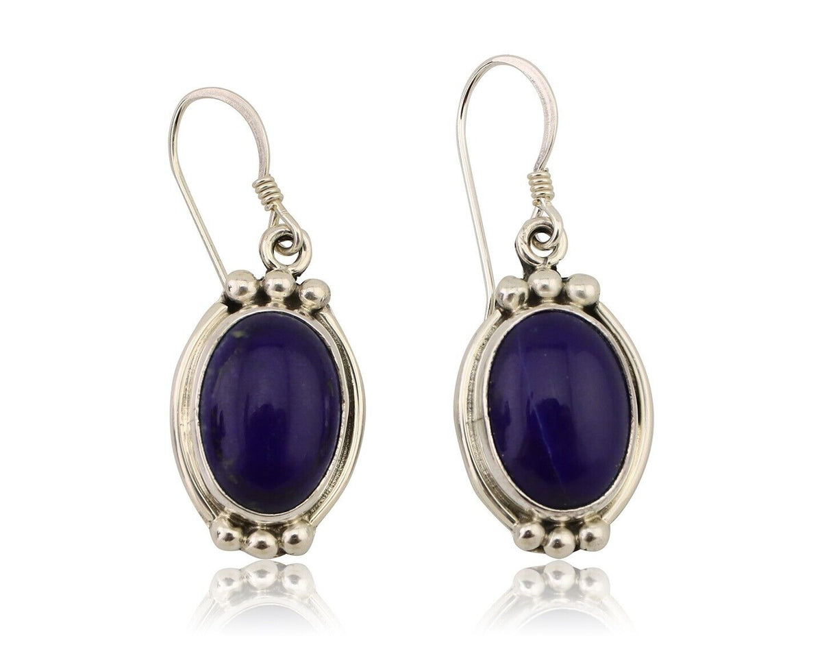 Navajo Dangle Earrings 925 Silver Lapis Lazuli Native American Artist C.80's