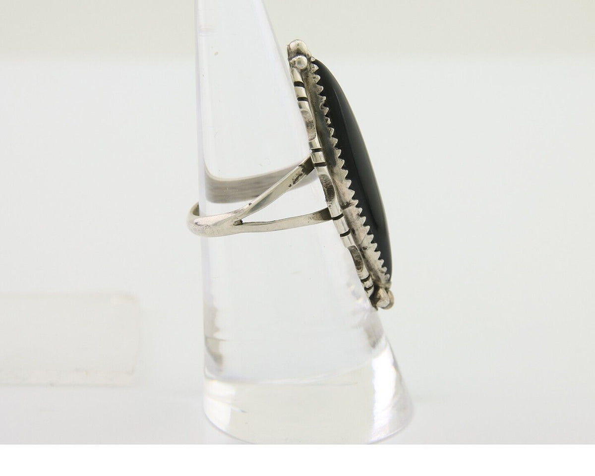 Navajo Handmade Ring 925 Silver Black Onyx Native American Artist C.80's