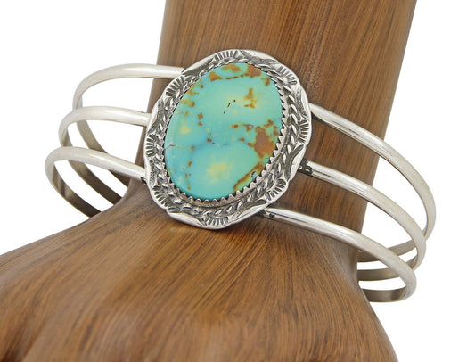 VTG Navajo Signed Begay .925 Silver & Royston Turquoise Cuff