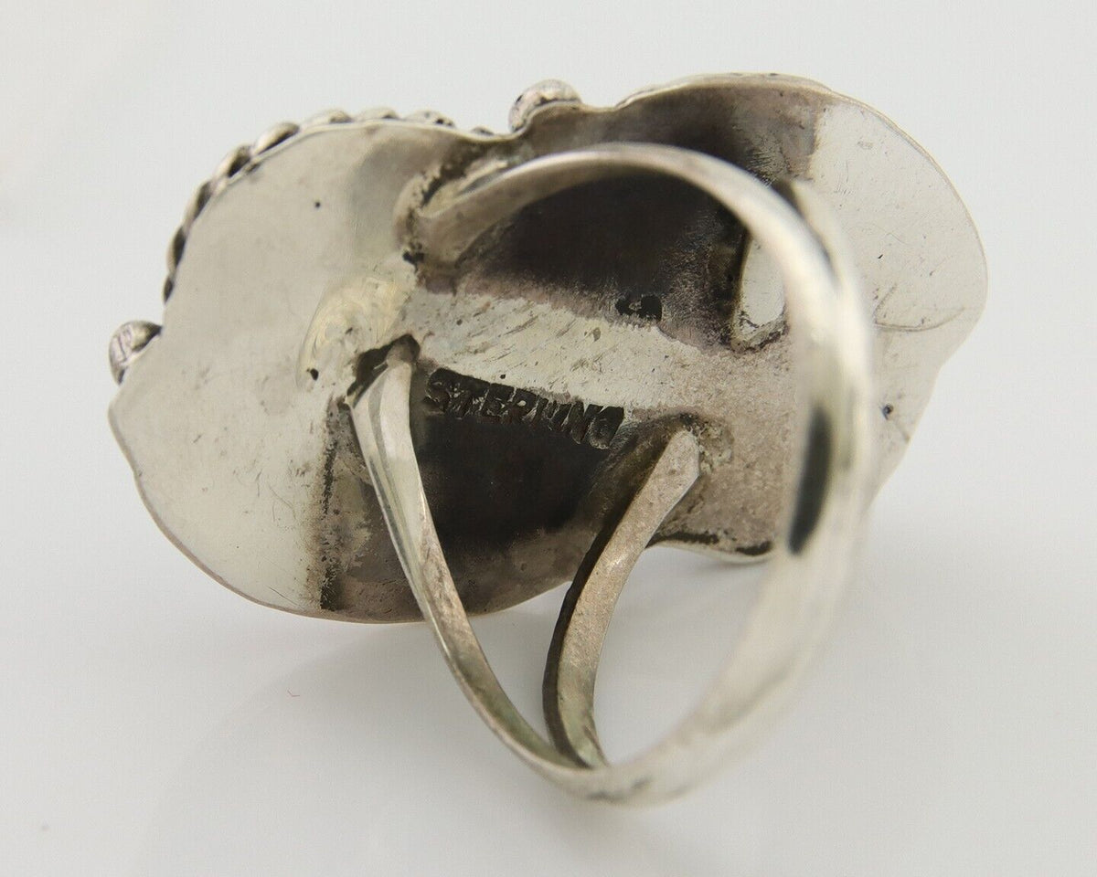 Navajo Ring 925 Silver Natural Blue Green Turquoise Signed MC C.80's