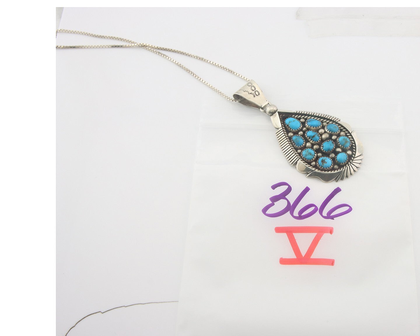Navajo Sterling silver Necklace Turquosie Authentic Vintage Native American