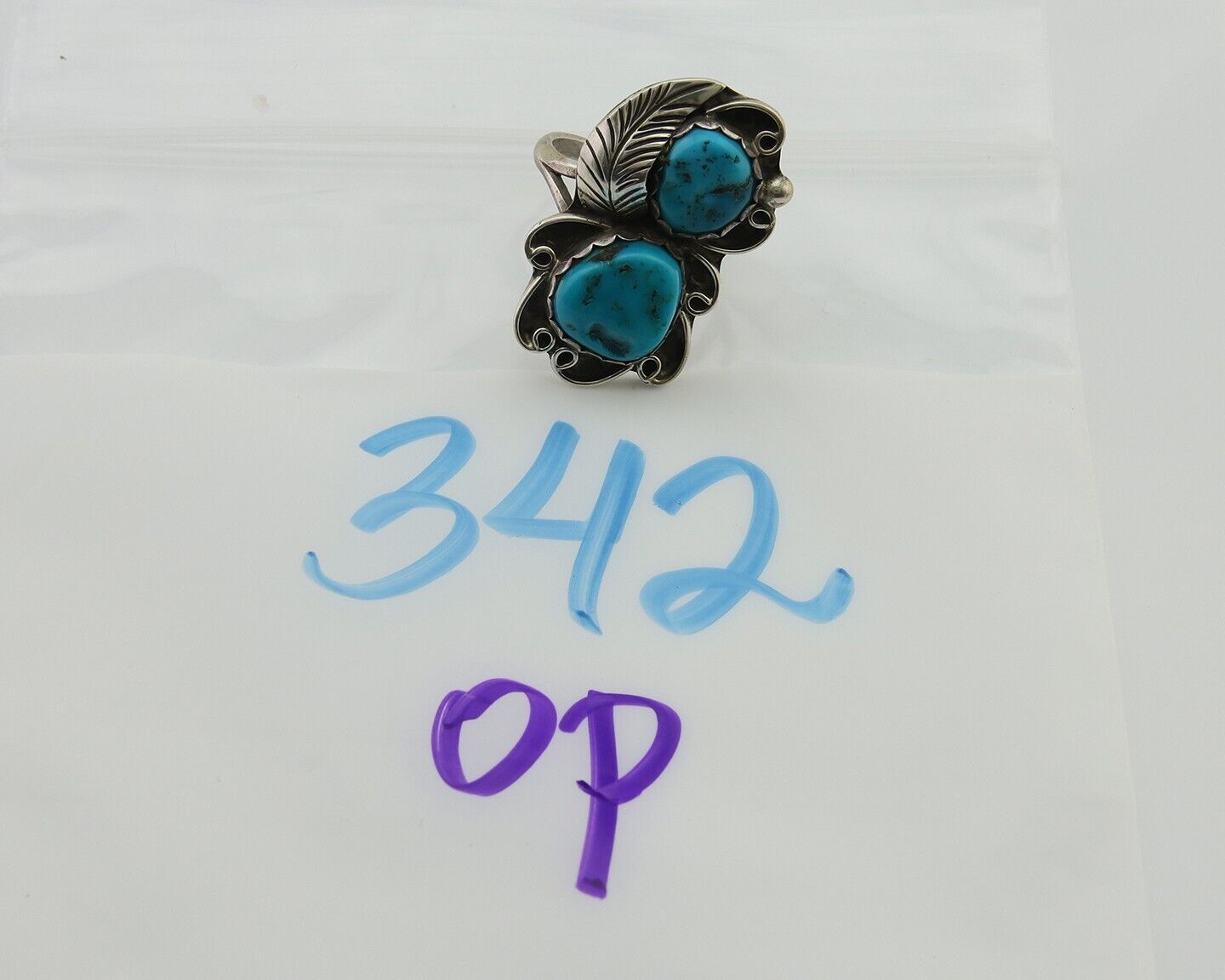 Navajo Ring 925 Silver Turquoise Artist Signed F C.80's