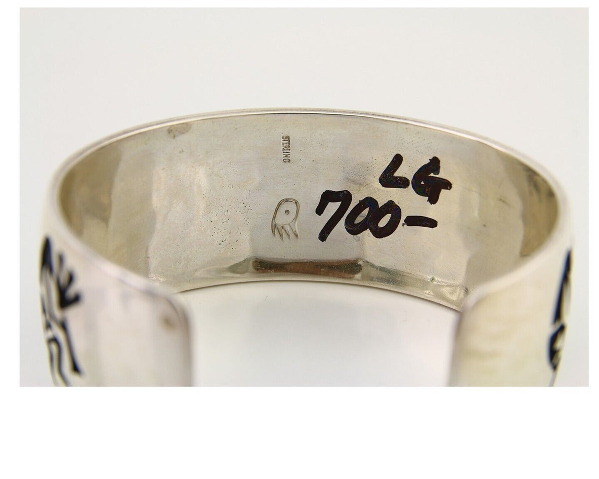 Hopi Handmade Cuff Bracelet 925 Silver Signed Alde Qumyintewa
