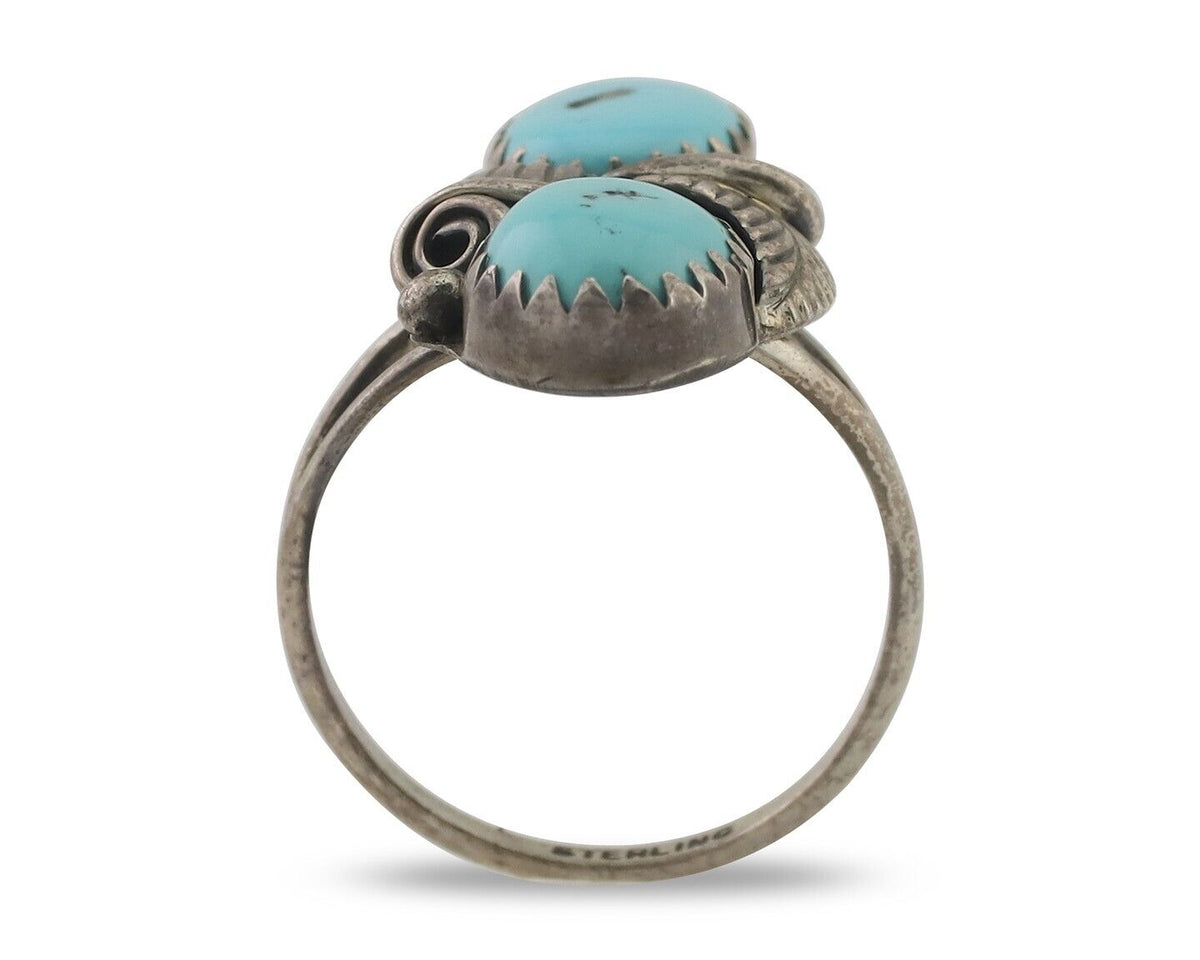 Navajo Ring 925 Silver Natural Blue Turquoise Native American Artist C.80's