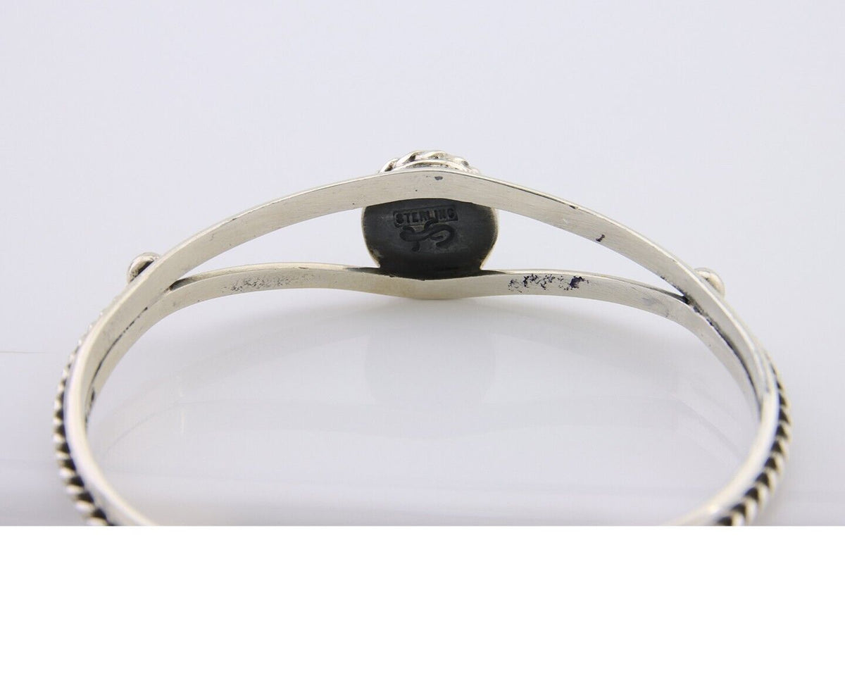 Navajo Bracelet 925 Silver Natural Turquoise Artist Signed Gecko C.80's