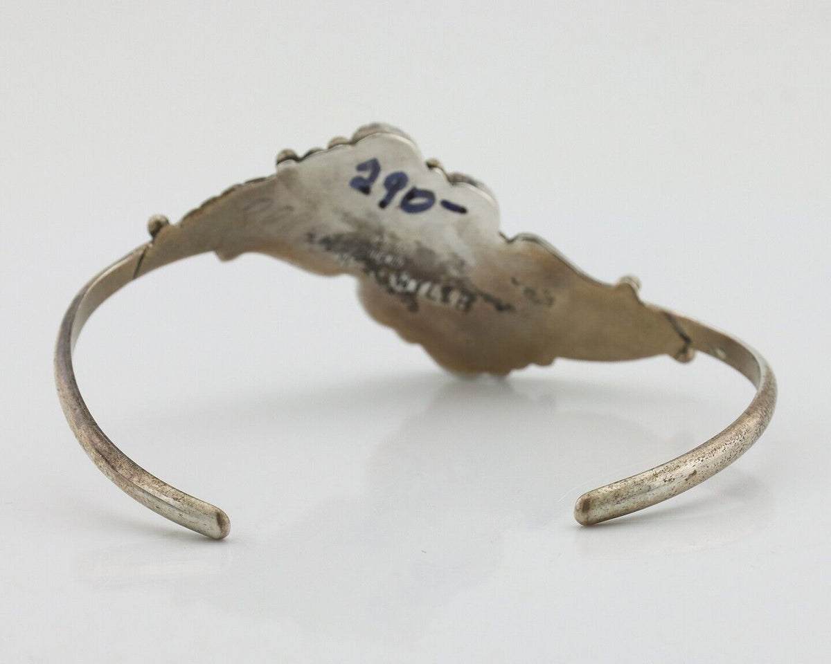 Navajo Bracelet 925 Silver Natural Red Coral Artist Signed MA WYLIE C.80's