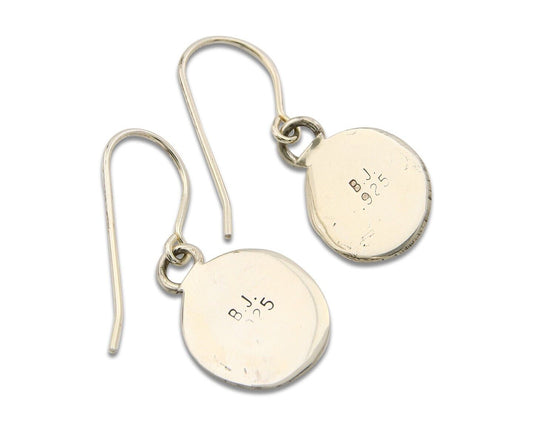 Navajo Earrings 925 Silver Handmade Natural Lapis Artist Signed B.J. Guerro C80s