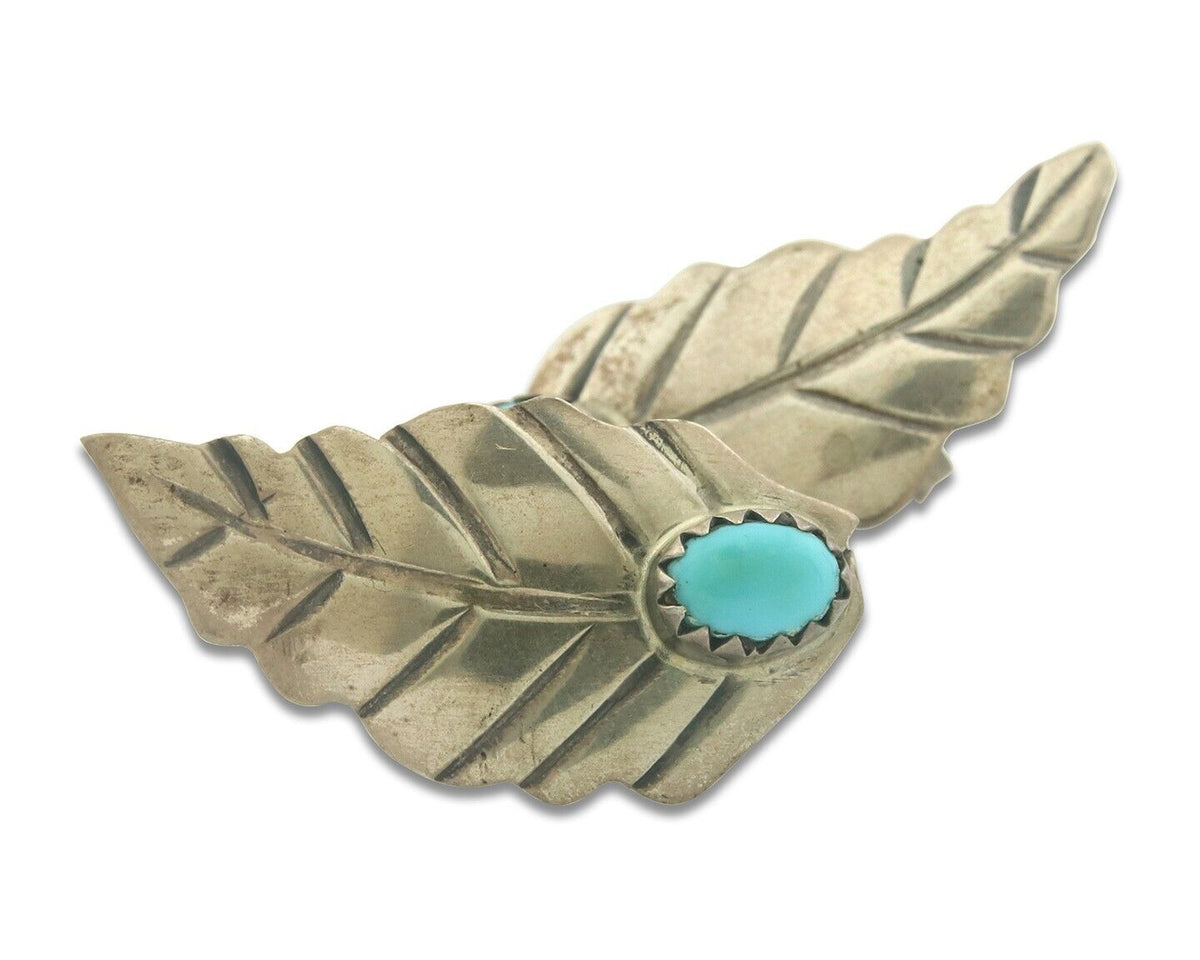 Navajo Earrings 925 Silver Natural Turquoise Artist Signed L-R JAKE C.80's