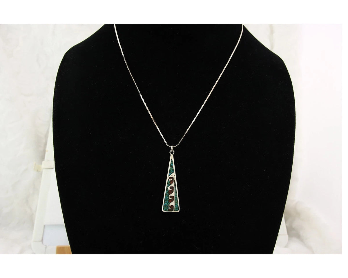 Navajo Necklace Sterling Silver Authentic Inlaid Gemstone Native American